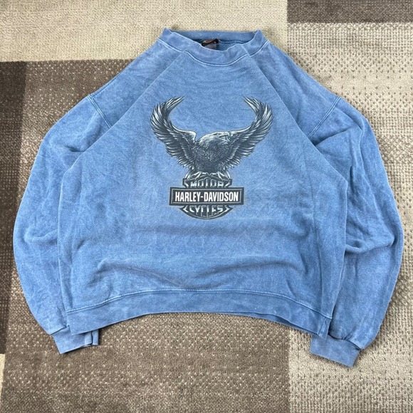 Harley-Davidson Other - Harley Davidson Daytona Beach Florida Eagle Graphic Sweatshirt Blue Mens Large